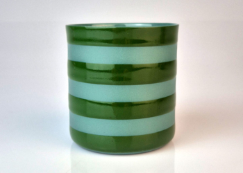 “Striped” Green on Green Maxi – Yeşil Çizgili El Yapımı Porselen Bardak