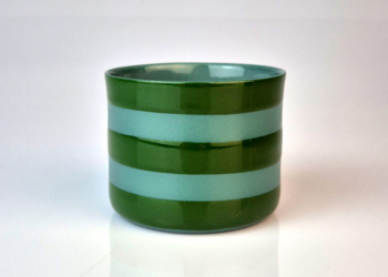 “Striped” Green on Green Midi – Yeşil Çizgili El Yapımı Porselen Bardak